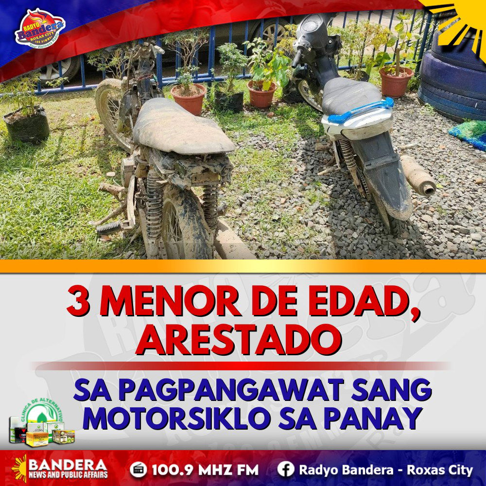 3 MENOR DE EDAD, ARESTADO SA PAGPANGAWAT SANG MOTORSIKLO SA PANAY