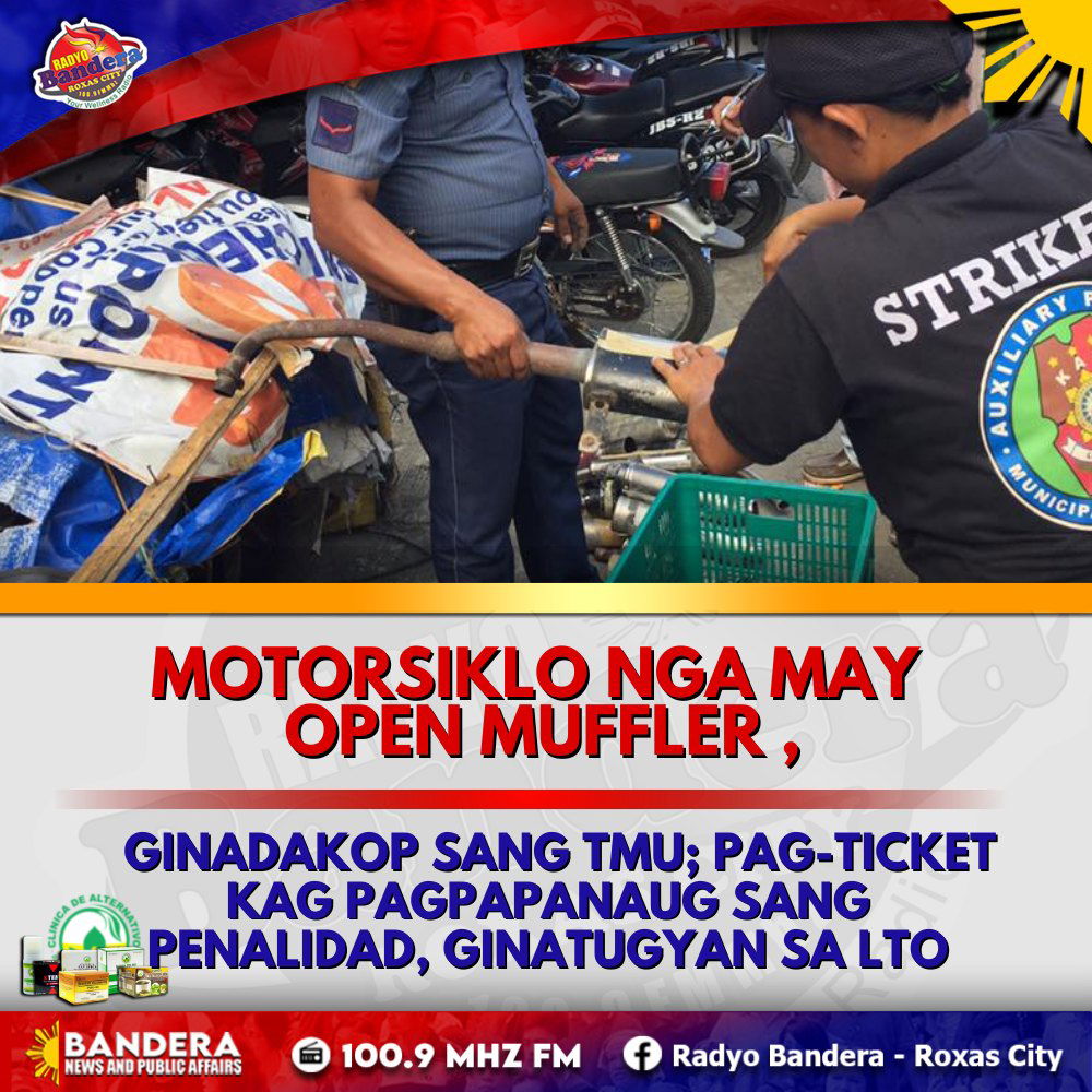 MOTORSIKLO NGA MAY OPEN MUFFLER, GINADAKOP SANG TMU; PAG-TICKET KAG PAGPAPANAUG SANG PENALIDAD, GINATUGYAN SA LTO