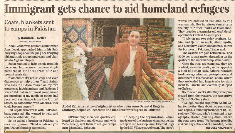 Boston Globe Article on Alex's Humanitarian Work