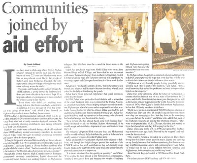 Communities joined by aid efforts July 4, 2002 by Carole LaMond