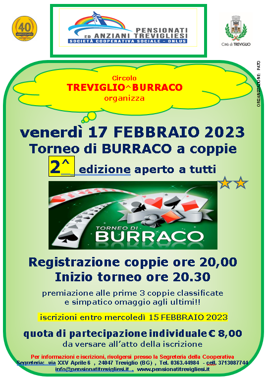TORNEO DI BURRACO A COPPIE 2° EDIZIONE