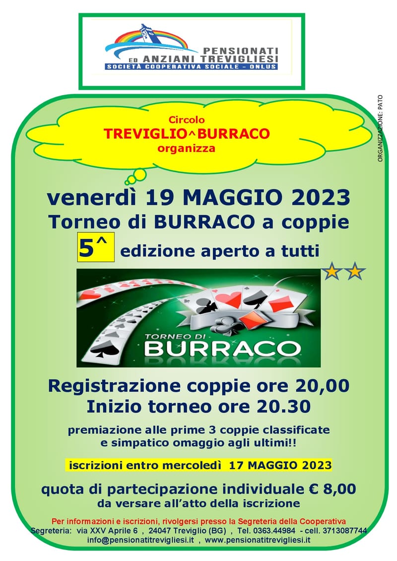 TORNEO DI BURRACO A COPPIE 5° EDIZIONE