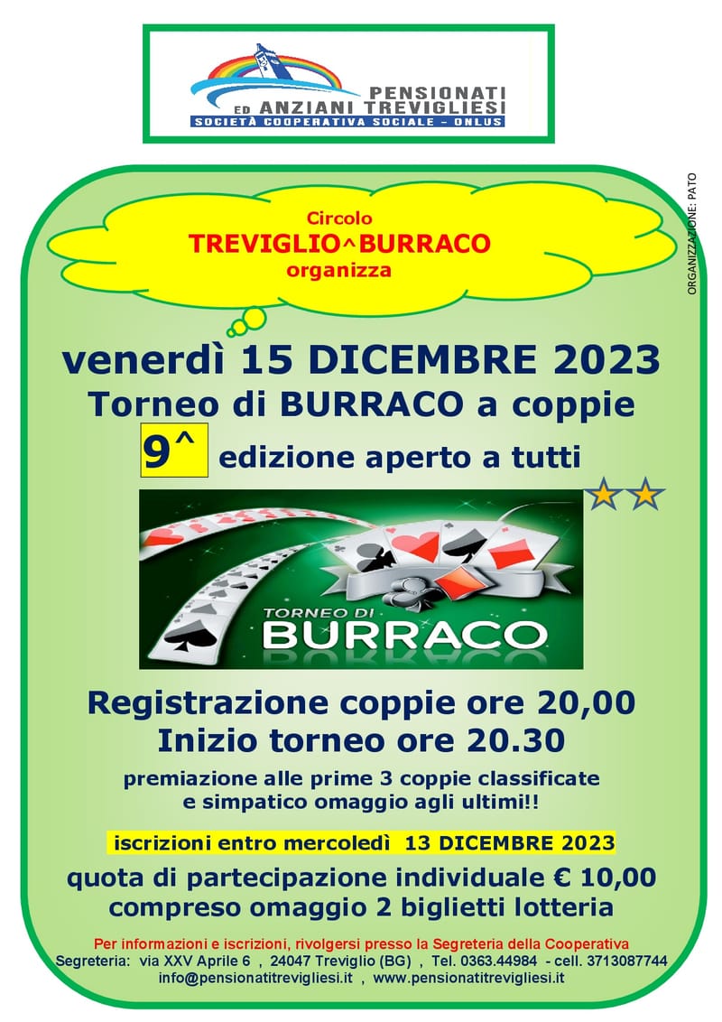 TORNEO DI BURRACO A COPPIE 9° EDIZIONE