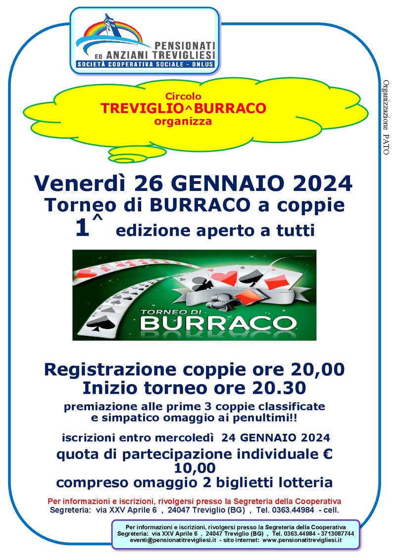 Torneo di BURRACO a coppie  1 ^  edizione aperto a tutti