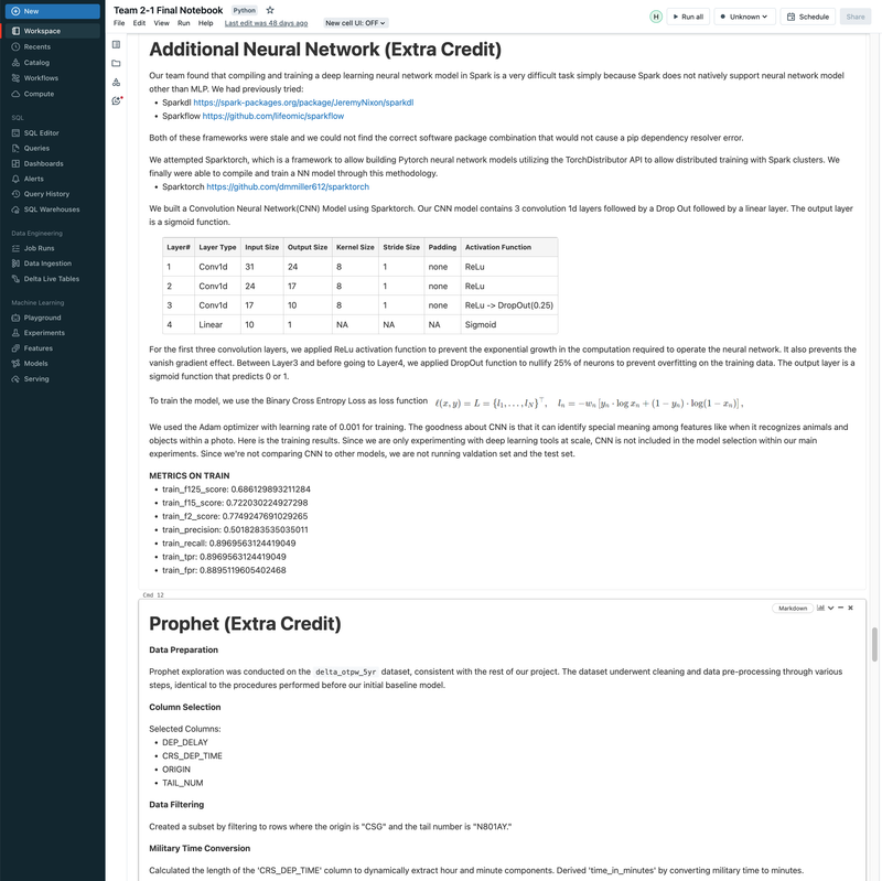 Flight Departure Delay with MLflow, Databricks, ML/DL Models, and GCP - UC Berkeley 2023