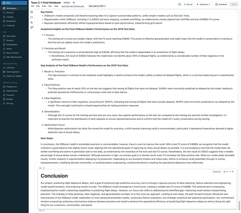 Flight Departure Delay with MLflow, Databricks, ML/DL Models, and GCP - UC Berkeley 2023