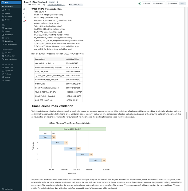 Flight Departure Delay with MLflow, Databricks, ML/DL Models, and GCP - UC Berkeley 2023