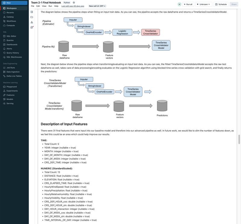 Flight Departure Delay with MLflow, Databricks, ML/DL Models, and GCP - UC Berkeley 2023
