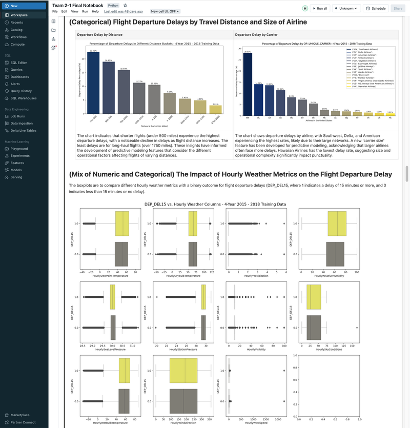 Flight Departure Delay with MLflow, Databricks, ML/DL Models, and GCP - UC Berkeley 2023