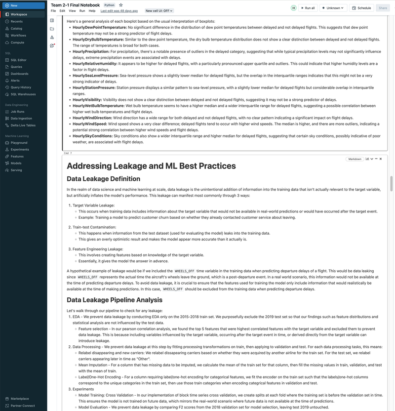 Flight Departure Delay with MLflow, Databricks, ML/DL Models, and GCP - UC Berkeley 2023