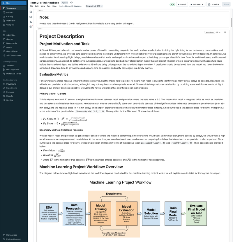 Flight Departure Delay with MLflow, Databricks, ML/DL Models, and GCP - UC Berkeley 2023