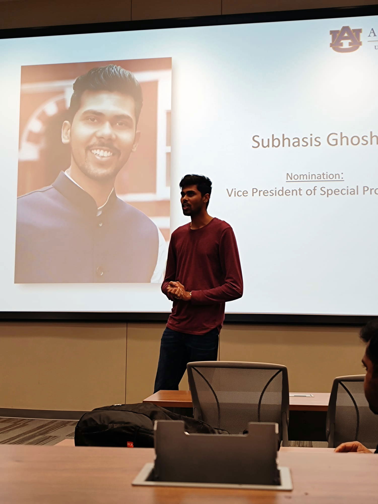 Community engagement as Vice President of Special Projects, Indian Students Association, Auburn