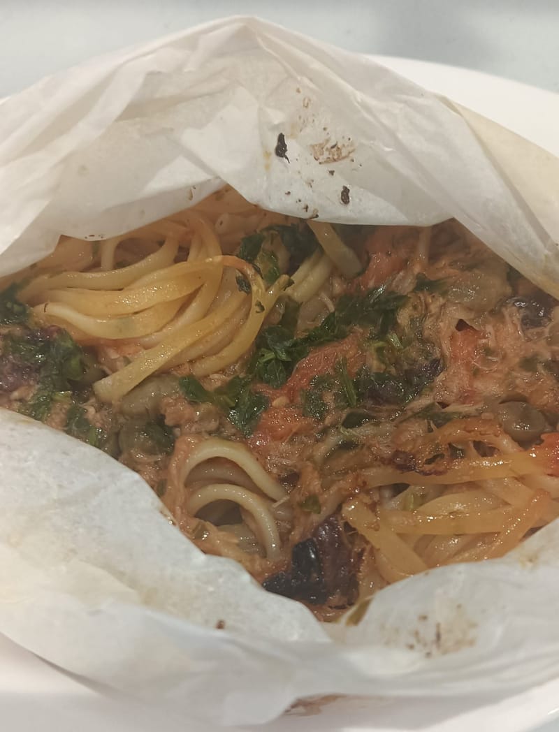 linguine al cartoccio con tonno