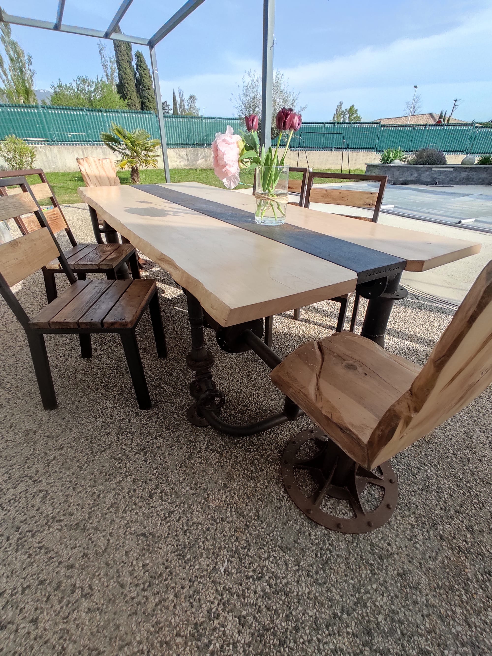 table original en bois métal