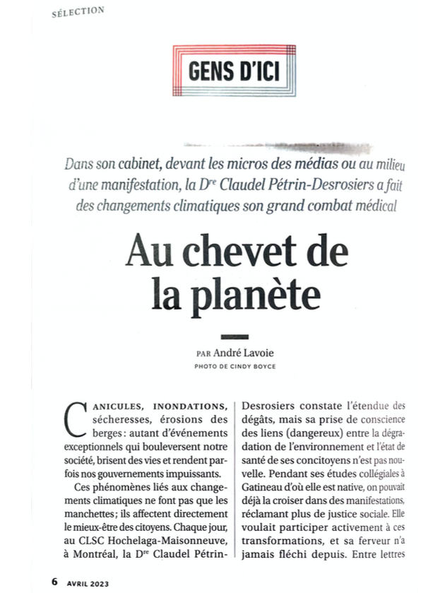 Avril 2023 - Au chevet  de la planète