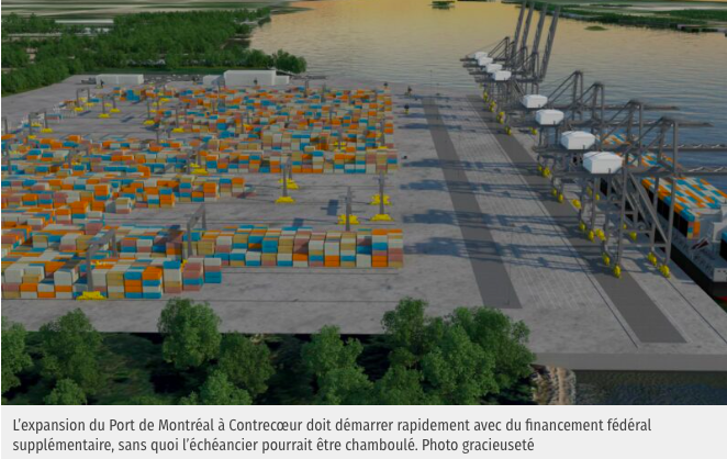 Le 2 mai 2023 - DÉPASSEMENT DE COÛTS PRÉVU ET AIDE ATTENDUE DU GOUVERNEMENT FÉDÉRALIl est minuit moins une pour le financement du projet de terminal à Contrecœure