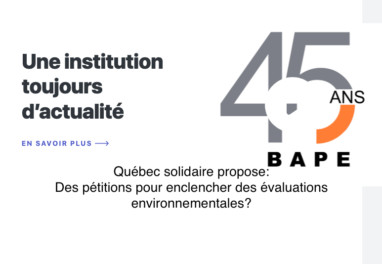 Le 2 février 2024 - Des pétitions pour enclencher des évaluations environnementales?