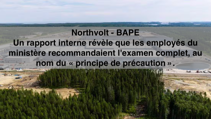 Le 9 avril 2024 - BAPE pour Northvolt : Québec a éclipsé la recommandation des fonctionnaires