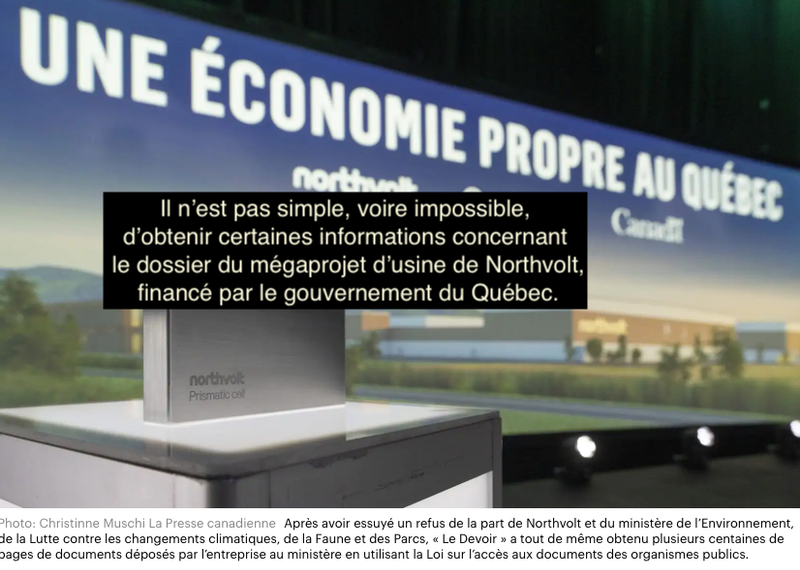 Le 10 janvier 2024 -Des documents caviardés ou refusés pour le dossier Northvolt