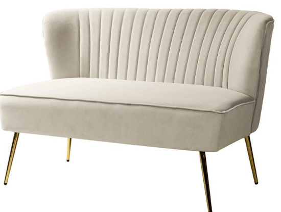 Tan Velvet Loveseat (Seats 2)