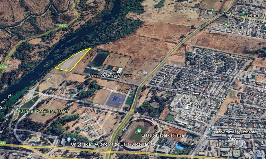 Se Vende Terreno de 18.000 m2 en borde de Rivera del Rio Claro, en Talca, Región del Maule