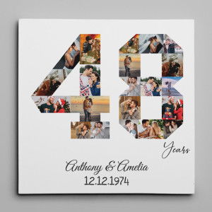 48 Years Anniversary Photo Collage Canvas Print