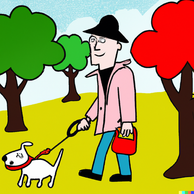 遛狗的人. El hombre que pasea el perro.