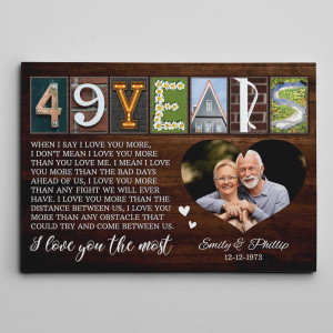 49th Anniversary Letter Art with Photo Canvas Print