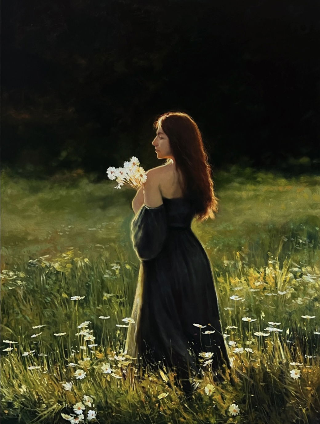 Golden light among the flower