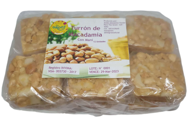 Turrón de macadamia con mani