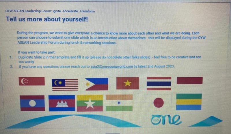 LEDERSHIP FORUM ONE YOUNG WORLD