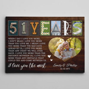 51st Anniversary Letter Art with Photo Canvas Print