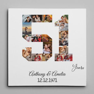 51 Years Anniversary Photo Collage Canvas Print