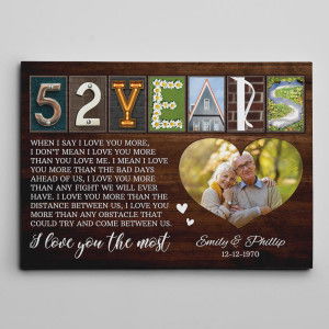 52nd Anniversary Letter Art with Photo Canvas Print