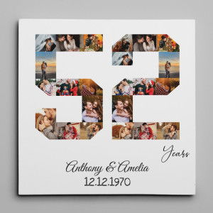 52 Years Anniversary Photo Collage Canvas Print