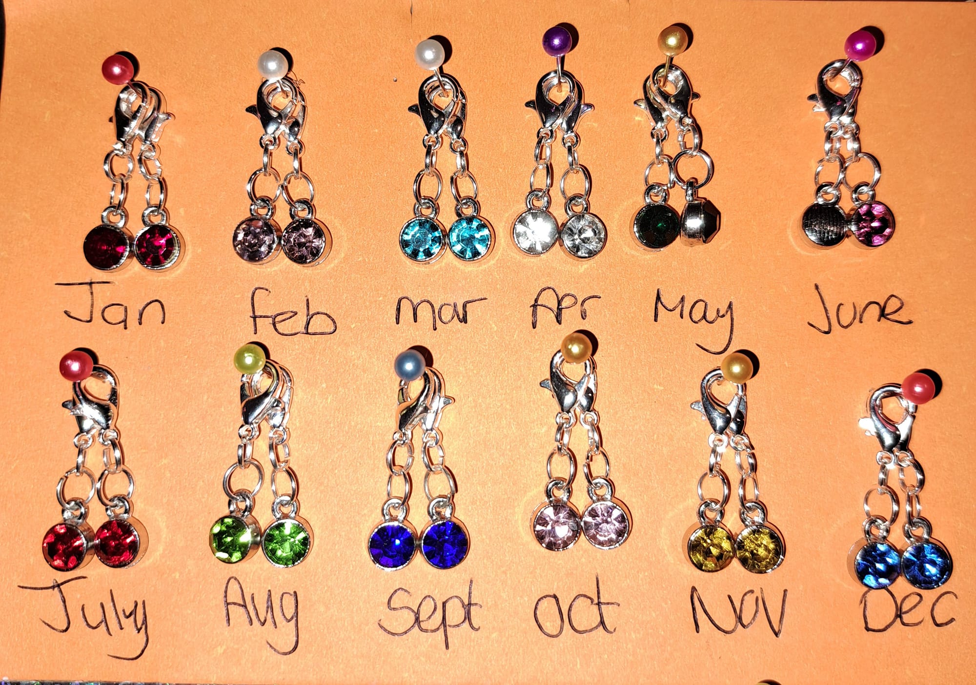 Birthstone gem charms