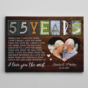55th Anniversary Letter Art with Photo Canvas Print