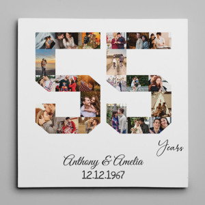 55 Years Anniversary Photo Collage Canvas Print