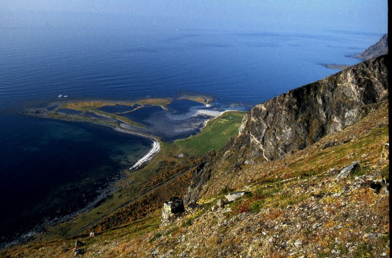 Nøssøyra frå liene i Strandfjellet på Bø. Bjørnskinn s.