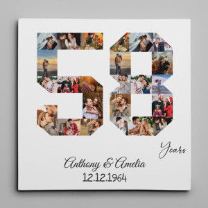 58 Years Anniversary Photo Collage Canvas Print