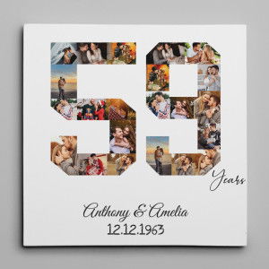 59 Years Anniversary Photo Collage Canvas Print