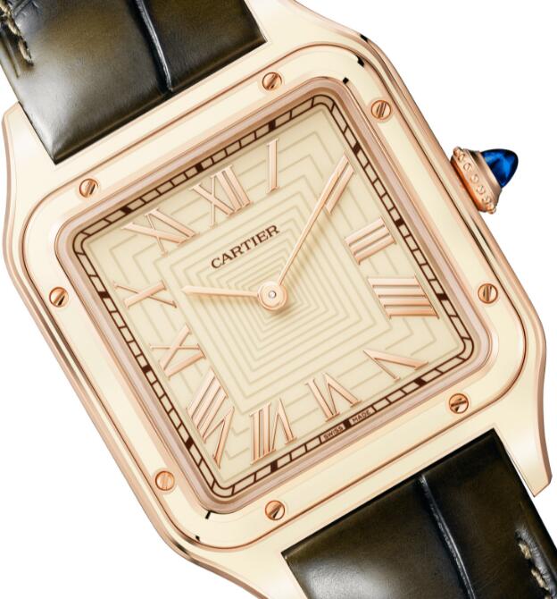 Réplique Cartier Santos-Dumont à remontage manuel en or et acier en édition limitée