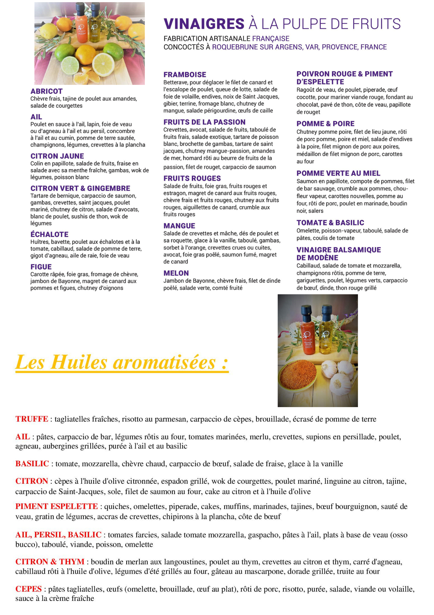 Les huiles et vinaigres de provence