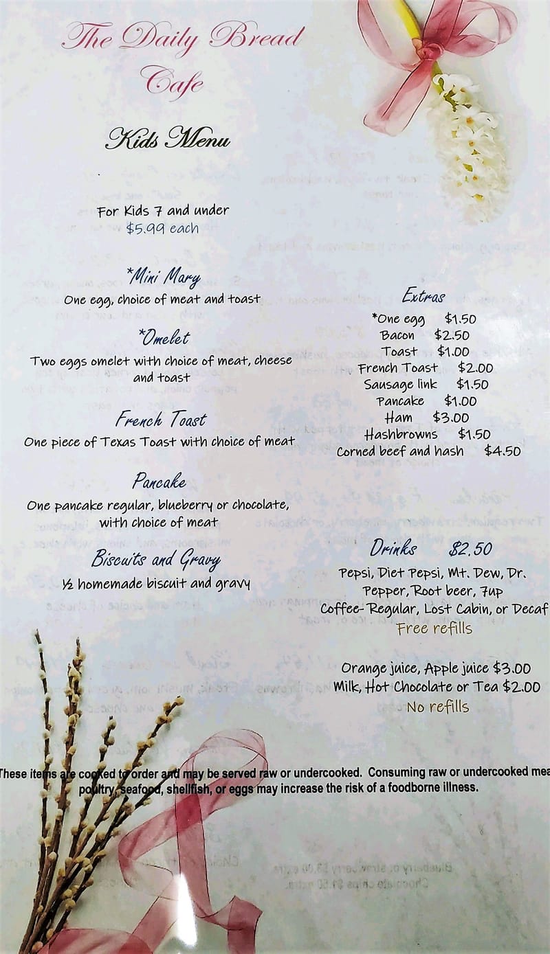 Menu for smaller appetites