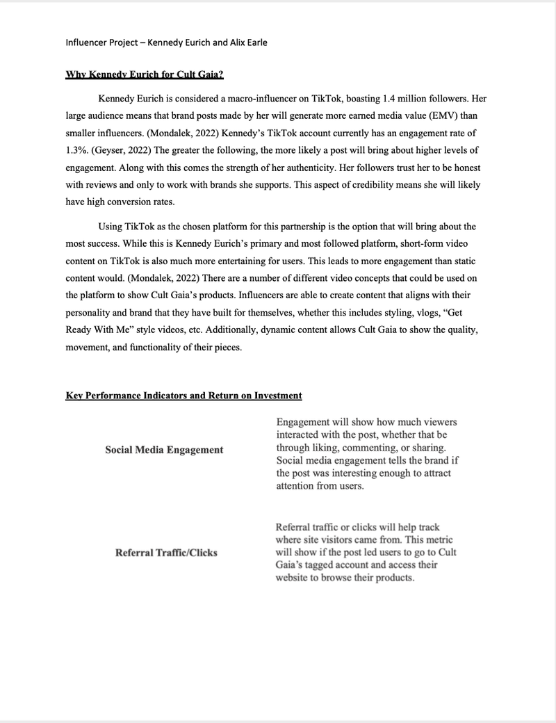 Cult Gaia Influencer Proposal