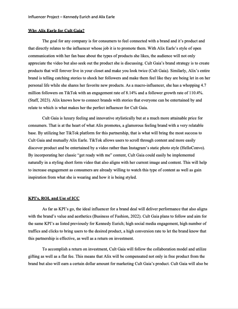 Cult Gaia Influencer Proposal