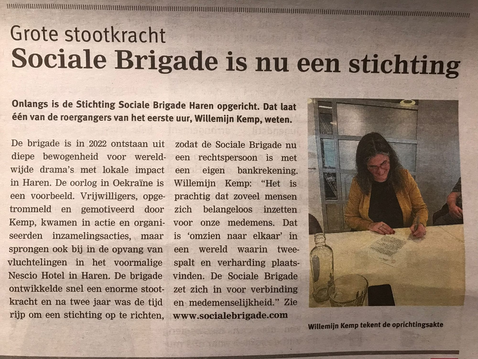 Sociale Brigade is nu een stichting