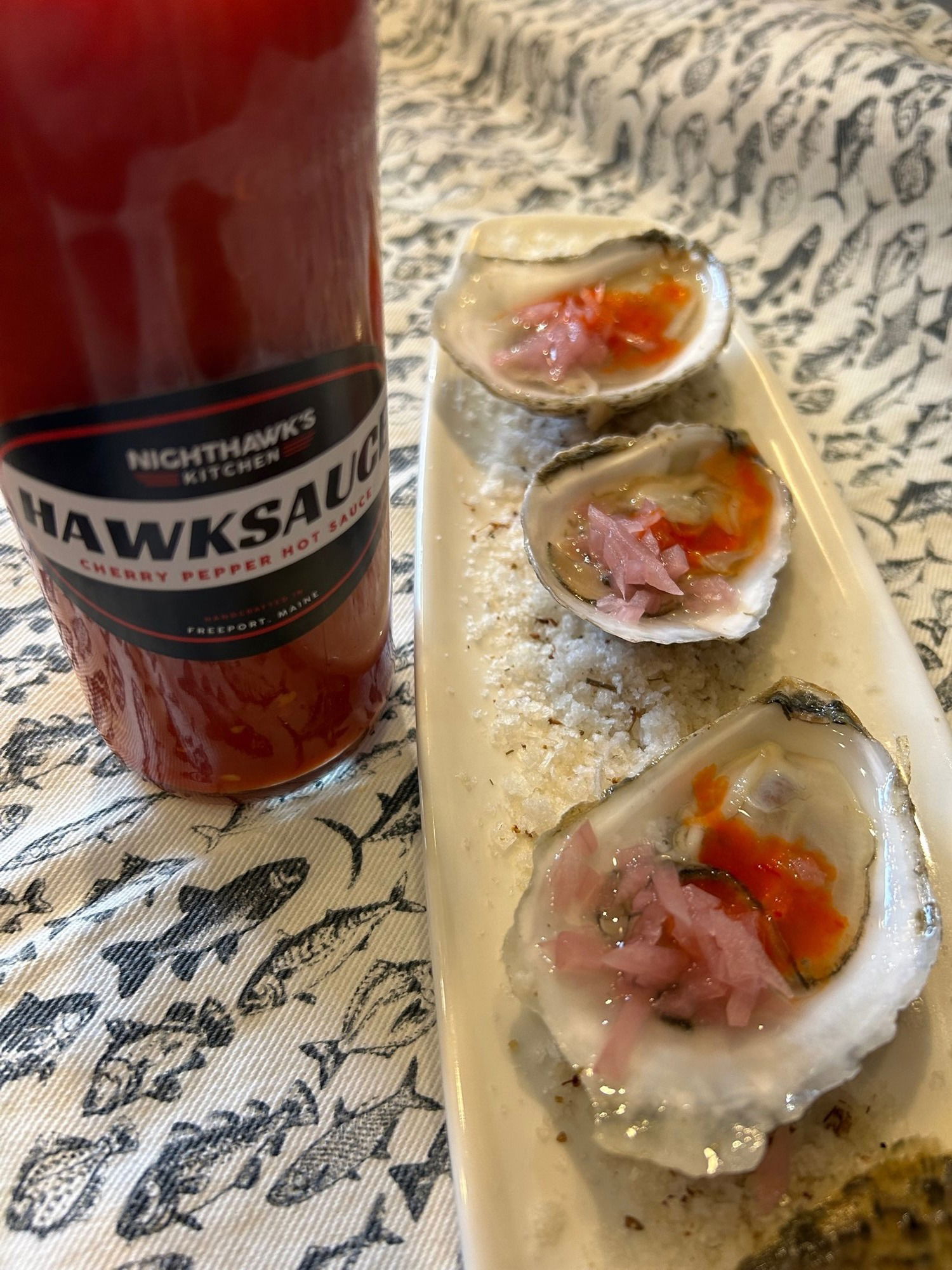 Fresh John's River Oysters with Local Hot sauce.