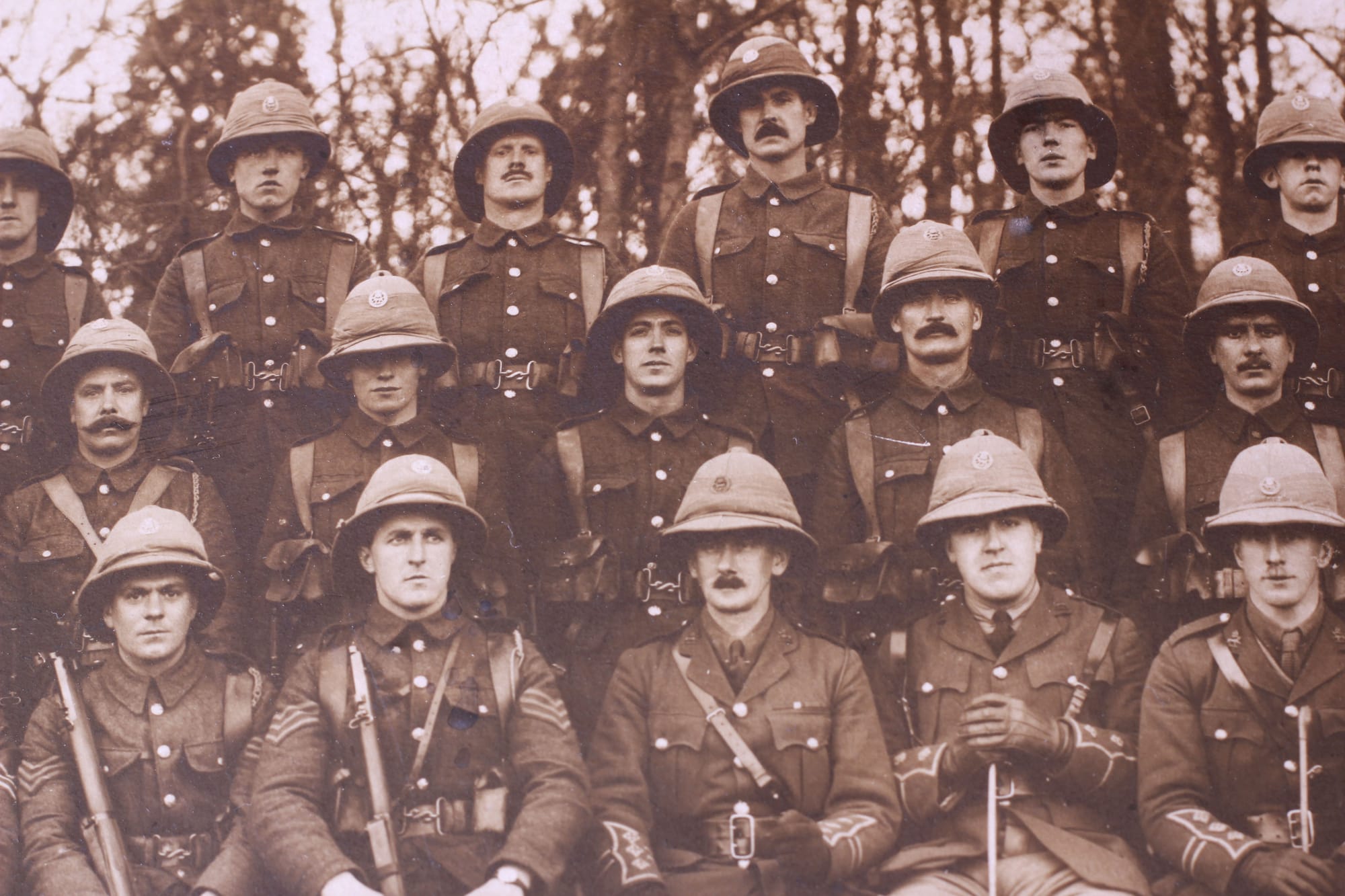 WW1-Barnsley Pals Wearing Pith Helmets