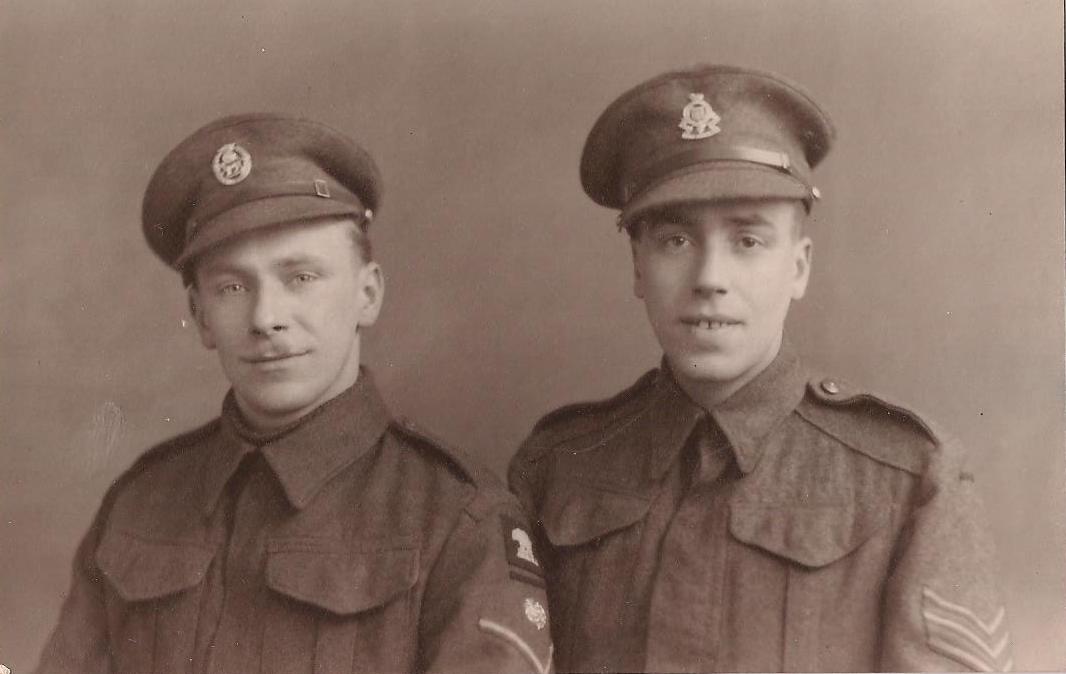 Hallamshire Soldier Wearing Metal and Cloth Versions of the 49th Division Badge